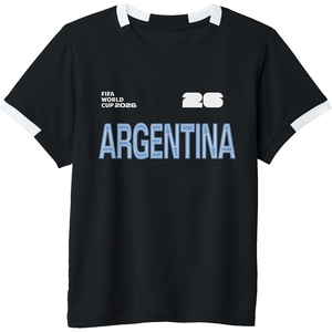 image:imageKids FIFA World CUP26 Argentina ShortSleeve Soccer JerseyBlackWhite