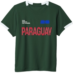 image:imageKids FIFA World CUP26 Paraguay ShortSleeve Soccer JerseyDark GreenWhite