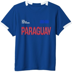 image:imageKids FIFA World CUP26 Paraguay ShortSleeve Soccer JerseyRoyal BlueWhite