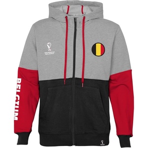 image:imageOuterstuff International Soccer mens Fifa World Cup Country Contrast Panel Fleece HoodBlackredheather Grey