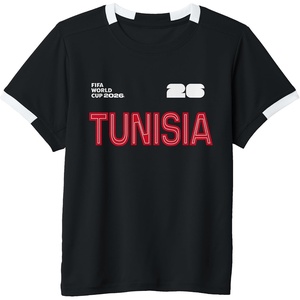 image:imageKids FIFA World CUP26 Tunisia ShortSleeve Soccer JerseyBlackWhite