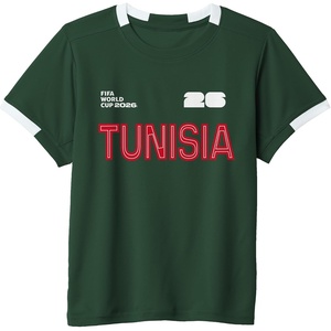 image:imageKids FIFA World CUP26 Tunisia ShortSleeve Soccer JerseyDark GreenWhite