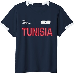 image:imageKids FIFA World CUP26 Tunisia ShortSleeve Soccer JerseyNavy BlueWhite