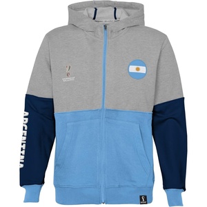 image:imageOuterstuff International Soccer Unisex Kids Fifa World Cup Country Contrast Panel Fleece HoodCobaltblackheather Grey